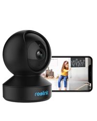 Reolink WiFi veiligheidscamera babyfoon 3MP HD indoor surveillance 2.4GHz draadloze camera's voor veiligheid thuis pan tilt nachtzicht tweewegsaudio bewegingssensor, E1(Zwart)