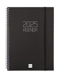 Finocam - Opaque Spiral Diary 2025 Horizontal Layout Week January 2025 - December 2025 (12 Months) Black Italian