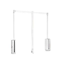 Emuca hanging, pull down wardrobe rail lift, adjustable width 450-600mm (17,7-23,6 inch), white colour, Steel and plastic
