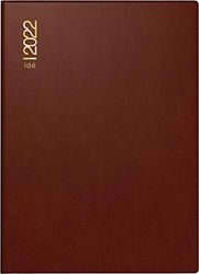 rido/idé 7013002292 Wochenkalender/Taschenkalender 2022 Modell perfect/Technik I, Kunststoff-Einband, bordeaux