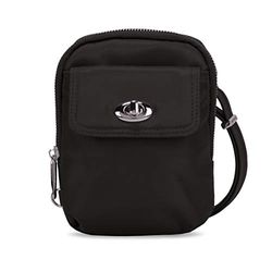 Travelon Bolso de hombro para mujer, antidesgarro, entallado, crossbody, ónix, talla única, Funda para teléfono antidesgarros