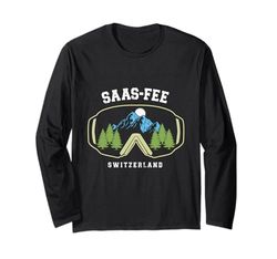 Saas-Fee Ski Goggles Resort Alpi Svizzere Sci Svizzera Maglia a Manica