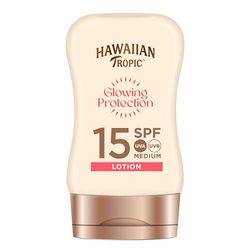 Hawaiian Tropic Satin Protection MINI Ultra Radiance - Loción Solar Protectora SPF 15, Protege y Suaviza la Piel , Fragancia Frutas Tropicales , Formato Viaje 100 ml