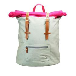 MeyProducts Ryggsäck grå-rosa innerfack för 13 tum bärbar dator bomull 22 liter kardborreband, vadderad, sport, studier, skola, fritid