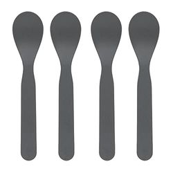 LÄSSIG Kinderlepelset (4 stuks) kinderbestek zonder melamine, BPA-vrij, voor vaatwasser en magnetron/lepelset, uni antraciet