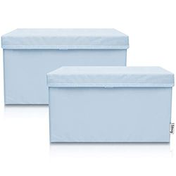 LIFENEY Lot de 2 boîtes de rangement pour enfants (37 x 25 x 21 cm) I Panier de rangement pour chambre d'enfant et salon I Boîtes de rangement pour enfants (bleu clair)
