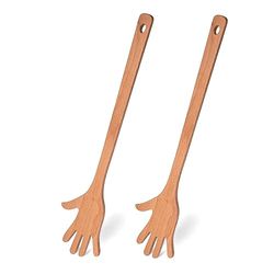 Fisura - Cuillère en bois originale en forme de main. Set de 2 spatules pour la cuisine. Cuillère en bois de hêtre. Accessoires de cuisine résistants à la chaleur.