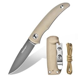 TONIFE Nova Full Tang Coltello da Caccia Campeggio a Lama Fissa 6,8cm con Guaina Kydex Regolabile Facile Portabile con Cordino in Paracord per Outdoor, Sopravvivenza e Bushcraft