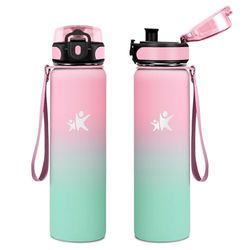 KollyKolla Roestvrijstalen drinkfles, 500 ml, thermosfles, herbruikbaar, lekvrij, BPA-vrij, drinkfles voor kinderen, school, gimnasio, sport