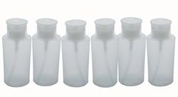 Fantasia Lot de 6 flacons pompes en plastique vide pour dissolvant de vernis à ongles 200 ml Hauteur 10,2 cm