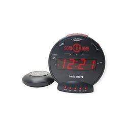 Geemarc Sonic Bomb - Relógio despertador com alarme super potente, almofada de vibração e função Snooze - para pessoas com problemas de audição e sono pesado - versão ES