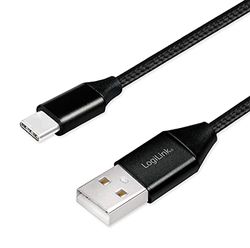 USB 2.0 anslutningskabel, USB (typ A) till USB (typ C) svart, 1 m
