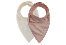 Jollein Slabbetje voor baby's, bandana, fluwelen rib, wilde roos/ivoor, verpakking van 2 stuks, katoen, polyester, met klittenbandsluiting, babyslabbetje