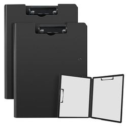Vonsera 2 puertas de documento A4 con abrazadera, portadocumentos A4 con tapa para oficina, astillero, escuela, color negro