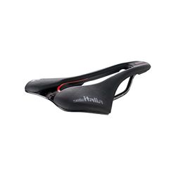 Selle Italia SLR Boost KC Manganese Superflow - Cykelsadel med klassisk SLR-design, Bekväm Landsvägscykelsadel i Gel och Anatomiskt Hål - Storlek L3, Svart/Röd