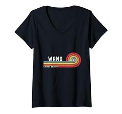 Mujer WANG Orgulloso Familia Retro Atardecer Apellido Apellido Camiseta Cuello V