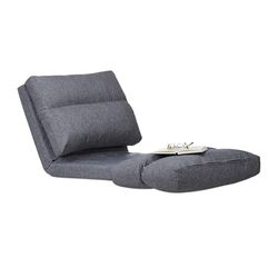 Relaxdays Chaise Longue Fauteuil Relax Matelas Pliant Dossier réglable Rembourrage Coussin d’intérieur Pouf 194 cm Gris