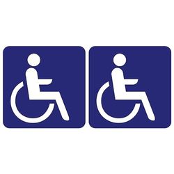 Adesivo in vinile impermeabile, protezione UV – Adesivo segnaletico laminato plastificato resistente all'acqua e ai raggi UV, disabile panneu sedia a rotelle fastidio, 10 x 10 cm (confezione da 2)