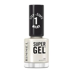 Rimmel Super Gel, 109 Whipped, Long-Lasting Nail Polish, Milky Finish, Easy Application, Gel-like Manicure, Chip Resistant, Clean Formula, 12ml