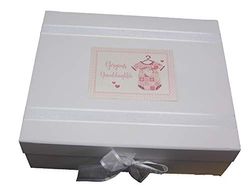 white cotton cards"Gorgeous Granddaughter" Pink Vest Design Large Keepsake Box (PV17X)