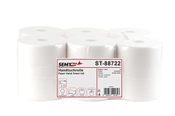 Semy Top ST-88722 Lot de 6 rouleaux de papier essuie-mains double épaisseur Blanc 21 cm