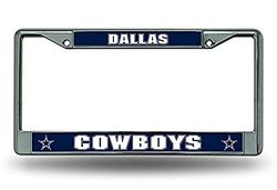 Rico Industries FC1811 NFL Dallas Cowboys Chrome License Plate Frame, 12 x 6 x .25-Inch, Silver