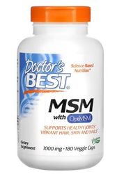 Doctor's Best MSM con OptiMSM Vegano, 1000mg - Apoyo para las Articulaciones y la Salud Ósea, 180 cápsulas veganas