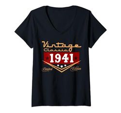Mujer Decoraciones vintage de 83 cumpleaños vintage 1941 83 cumpleaños Camiseta Cuello V