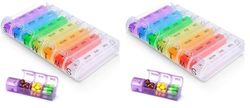 Alyvisun 7 Day Pill Box Organiser 4 Times a Day, Weekly Tablet Box Travel Pill Organiser 28 compartments, Portable Pill Case Dispenser with Spring Assisted Open and Snap on Lid Design for Travel Work