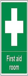 VSafety 31005BC-R "First Aid Room" First Aid General Sign, Rigid Plastic, Portret, 300 mm x 400 mm, Groen