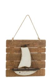 J-Line decoration murale - bois/metal - naturel/blanc