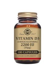 Solgar Vitamin D3 (Cholecalciferol) 2200 IU (55 µg) Vegetable Capsules - Pack of 100 - Healthy Bones and Teeth - Supports Immunity and Muscle Function - Vegetarian
