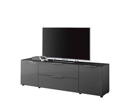 Stella Trading Santorini-Mueble bajo para TV de hasta 65 Pulgadas (180 x 55 x 40 cm), Color Antracita, Vidrio Material de Madera Cristal, 180 cm breit