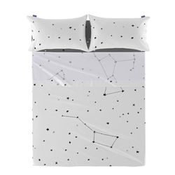 HappyFriday Hoeslaken, wit, sterrenbeeld, meerkleurig, 160 x 270 cm (sterren)