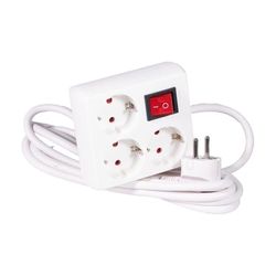 Regleta Blanca 3 Tomas con Interruptor Cable 3m 3680W 16A 250V Enchufe Europeo