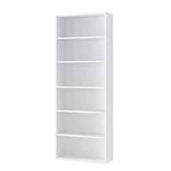 VASAGLE Bibliothèque, Étagère à Livres à 6 Niveaux, Meuble de Rangement, Étagère d’Exposition avec Compartiments Ouverts, Étagères de Rangement Réglables, pour Salon, Bureau, Blanc Nuage LBC166T14