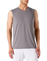 MEETYOO Canotte Uomo, Maglie Senza Maniche Palestra T Shirt Sportiva per Corsa Ciclismo Fitness Vest, V-Grigio, S