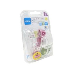 Mam Clip It & Cover - Cadena para chupete con protector de chupete, modelo surtido, Instrucciones en Lengua Extranjera