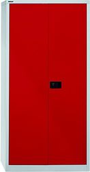 BISLEY Armoire à Portes battantes Universelle 4 tablettes galvanisées 5 Oh, Métal, Corps 506 Gris Clair, façade Rouge Cardinal, 40 x 91,4 x 195 cm