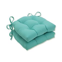 Pillow Perfect Outdoor | Hockley - Set di 2 cuscinetti per sedie reversibili, 15,5 x 14,5 x 3,5 cm, colore: blu