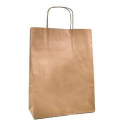 Raylu Paper® - 25 stuks kraftpapieren zakken met stevige handgrepen, 100% recyclebare papieren zakken om te winkelen, snoep of als verjaardagscadeau, bruin kraftpapier, Grandes (35x14x44 cm)