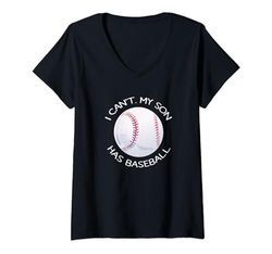 Donna I Can't My Son Has Baseball Practice T-Shirt For Moms Maglietta con Collo a V