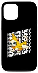 Coque pour iPhone 14 Pro Happy Banana Cat Meme Bananacat Happy Kitty Amoureux des chats Meme