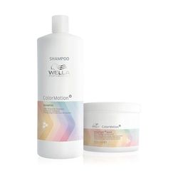 Wella Professionnals ColorMotion+ Shampoing protecteur de couleur et Masque - pour cheveux colorés et abîmés - Jusqu'à 8 semaines de protection - 1L + 500ml