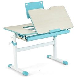 FANTASK Escritorio para Estudiantes, Altura Regulable, Escritorio Infantil con Tablero inclinable, Soporte para Libros, cajón y Regla de medición, Escritorio ergonómico Juvenil