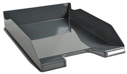 Exacompta - Réf. 113207D - 1 corbeille à courrier COMBO MIDI - dimensions utiles 34 x 25 x 6,5 cm - pour format A4 + - peut contenir 500 feuilles - couleur gris souris glossy