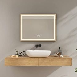 EMKE Lichtspiegel voor badkamer, led, met verlichting, touch-schakelaar, anti-condens, natuurlijk licht, 4300 K, 80 x 60 cm