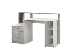 FMD Möbel Brio B01 - Escritorio, 138,5 x 53,5 x 91,6 cm, Blanco, Gris, ennoblecido
