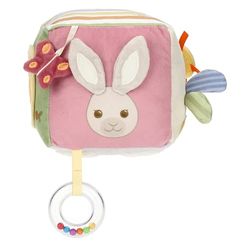 THUN - Speelkubus van stof - buitenkant: 97% polyester, 2% katoen, vulling 100% polyester + PE - collectie Baby Dolce boerderij - 14 x 14 cm