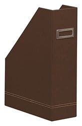 RHODIA 194540C - Porte-Revues Bronze - 10x25x31 cm - Piqûres Sellier Orange - Extérieur Simili Cuir-Collection Home Office Rhodiarama - Organisation de Bureau & Rangement Design